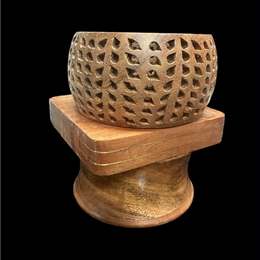 Sassy Jones carved tribal wood bracelet stack